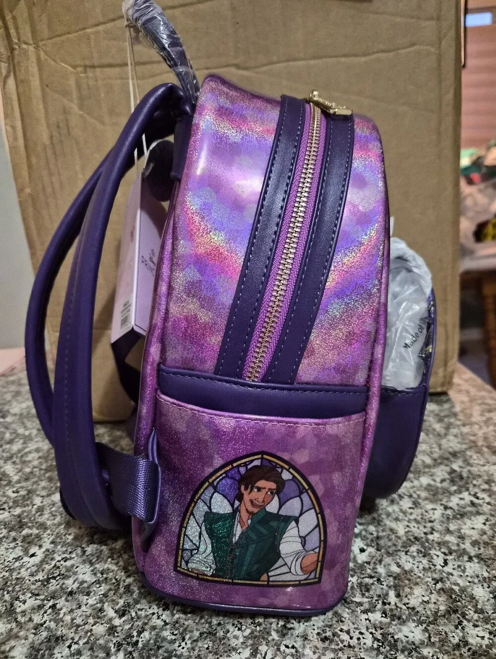 Loungefly Disney Rapunzel Glitter Stainglass Mini Backpack